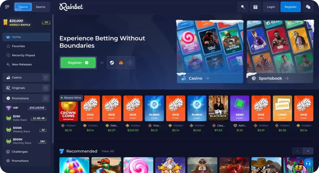 Rainbet Home Page